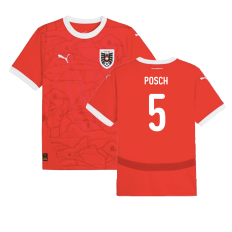 Austria Stefan Posch 5 Home Soccer Jersey Euro 2024