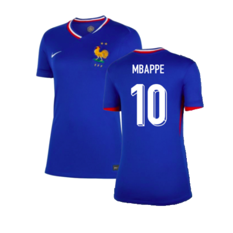 Women's France Kylian Mbappé 10 Home Soccer Jersey Euro 2024