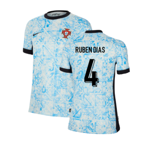 Women's Portugal Ruben Dias 4 Away Soccer Jersey Euro 2024