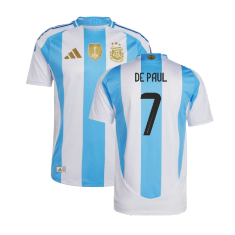 Argentina Rodrigo De Paul 7 Home Soccer Jersey 2024/25