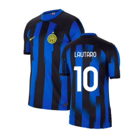 Inter Milan Lautaro Martinez 10 Home Soccer Jersey 2023/24 ( With Sponsor )