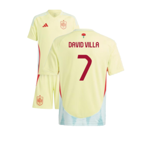 Spain David Villa 7 Kids Away Soccer Jersey Euro 2024