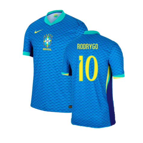 Brazil Rodrygo 10 Away Soccer Jersey 2024/25