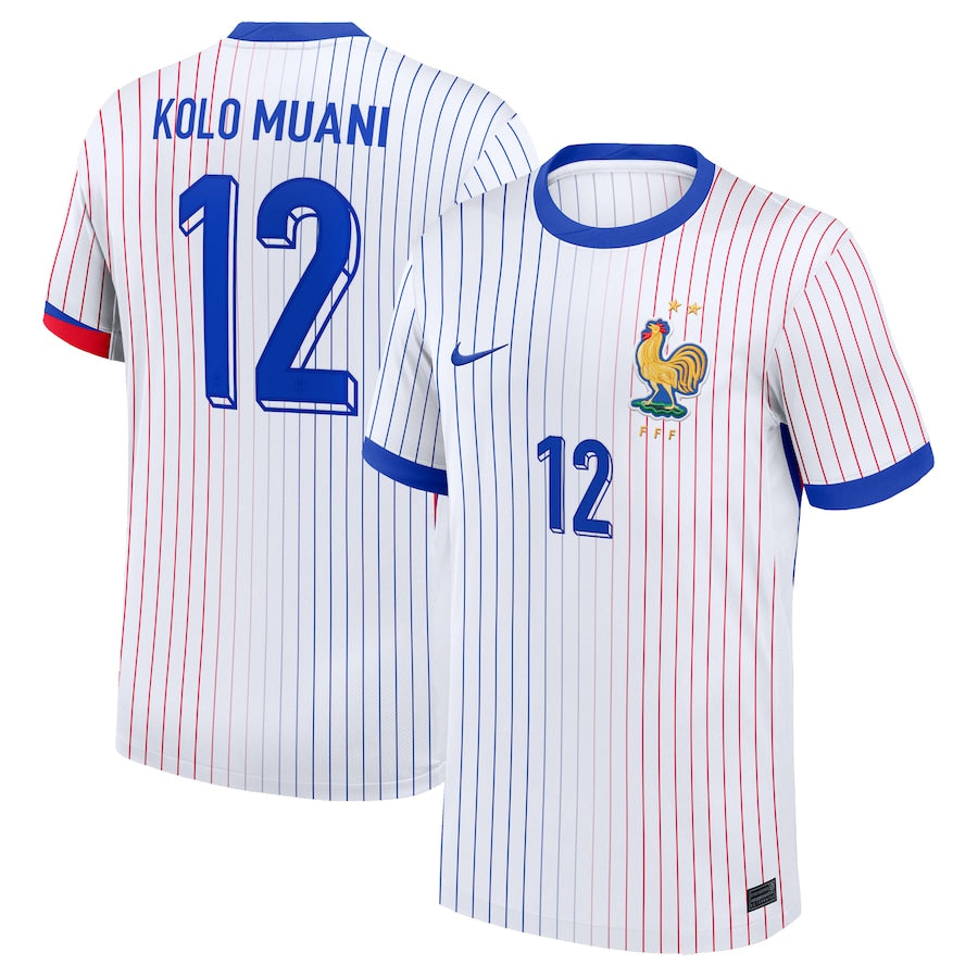 France Randal Kolo Muani 12 Away Soccer Jersey Euro 2024