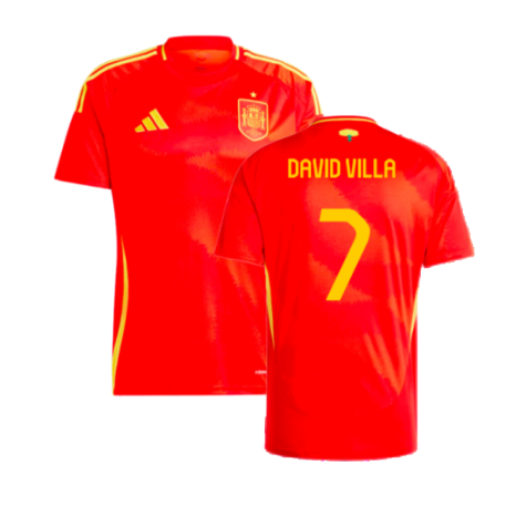Spain David Villa 7 Home Soccer Jersey Euro 2024