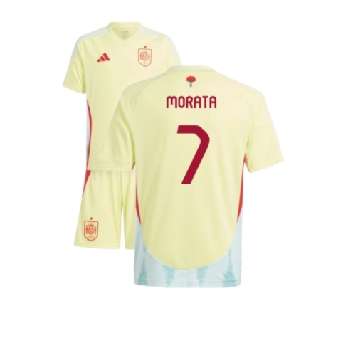 Spain Alvaro Morata 7 Kids Away Soccer Jersey Euro 2024