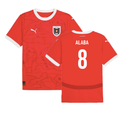 Austria David Alaba 8 Home Soccer Jersey Euro 2024
