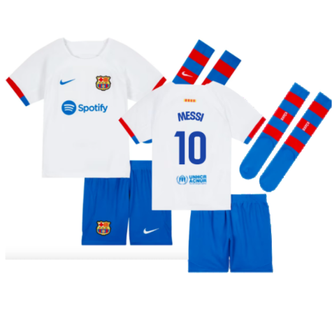 FC Barcelona Lionel Messi 10 Kids Away Soccer Jersey 2023/24