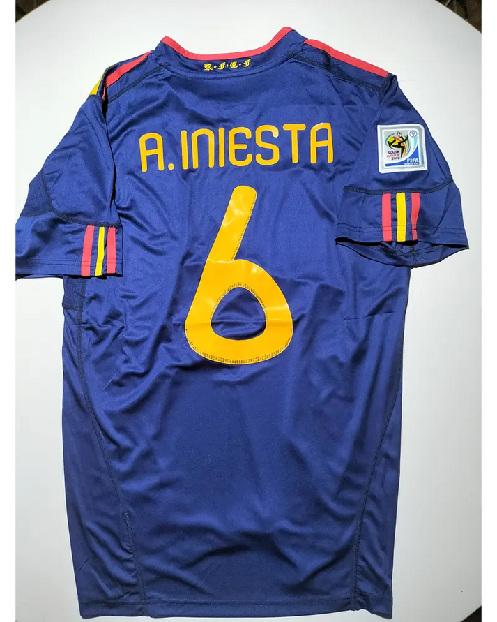 Spain Andrés Iniesta 6 Retro Away Soccer Jersey World Cup 2010
