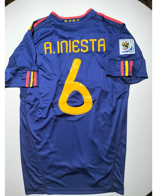 Spain Andrés Iniesta 6 Retro Away Soccer Jersey World Cup 2010