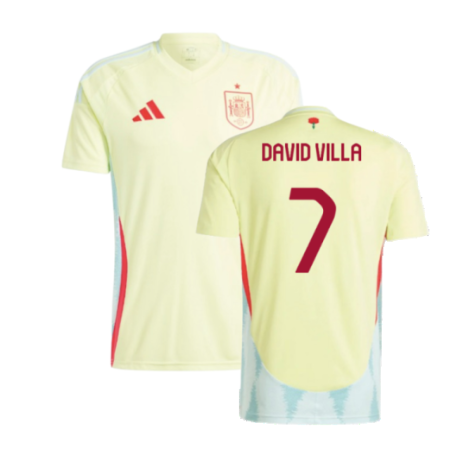 Spain David Villa 7 Away Soccer Jersey Euro 2024