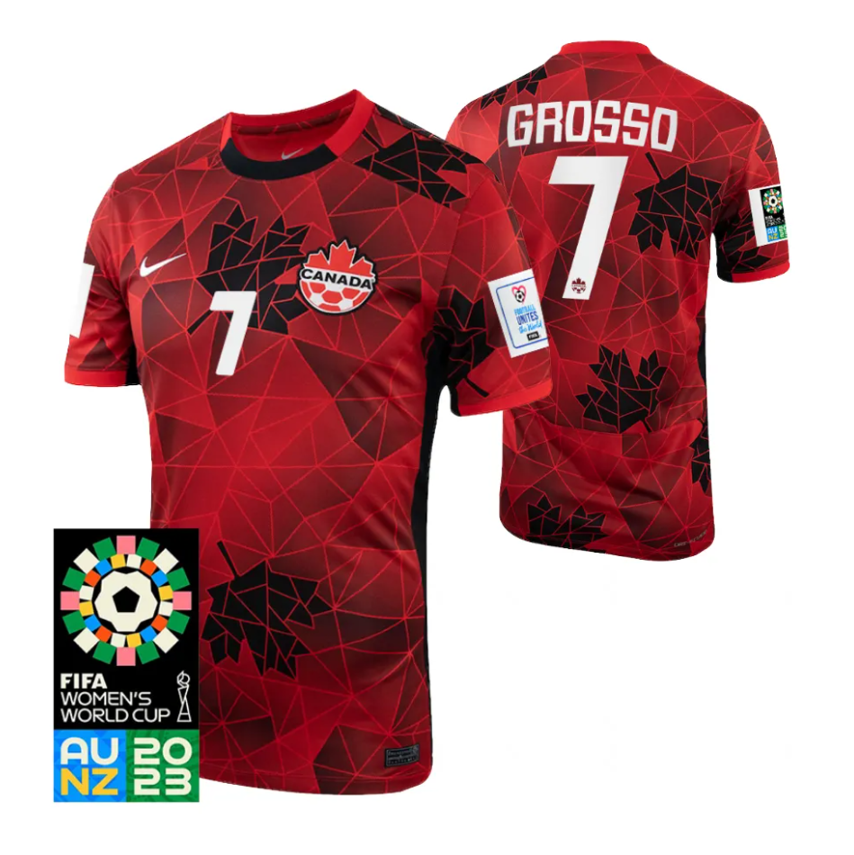 Canada Julia Grosso 7 Home Soccer Jersey World Cup 2023
