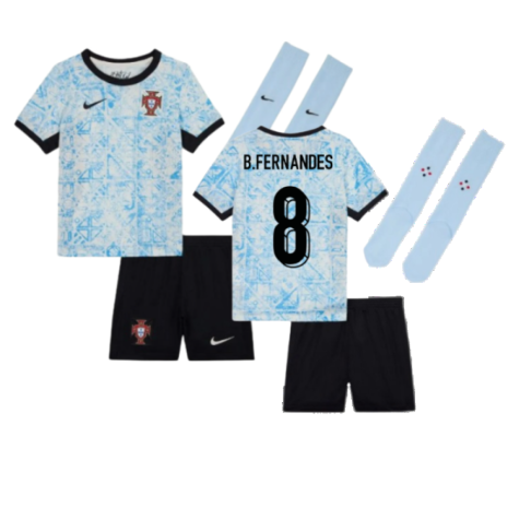 Portugal Bruno Fernandes 8 Kids Away Soccer Jersey Euro 2024