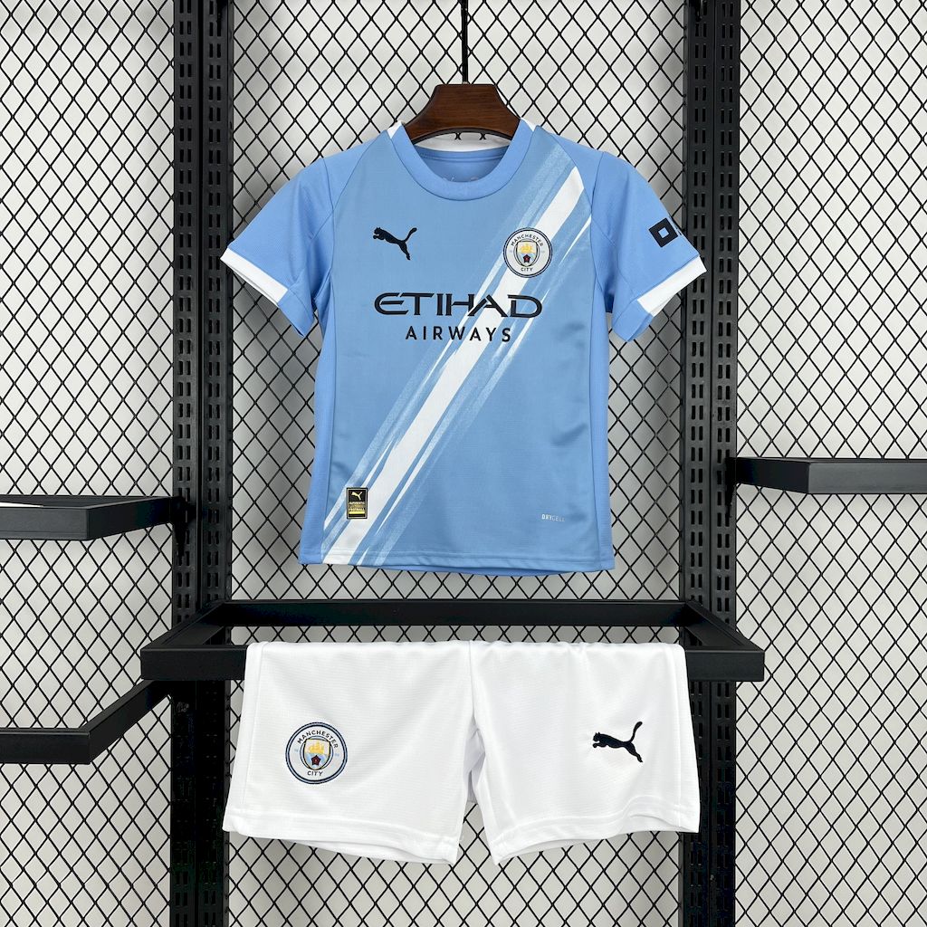Manchester City Erling Haaland 9 Kids Home Soccer Jersey 2025-2026
