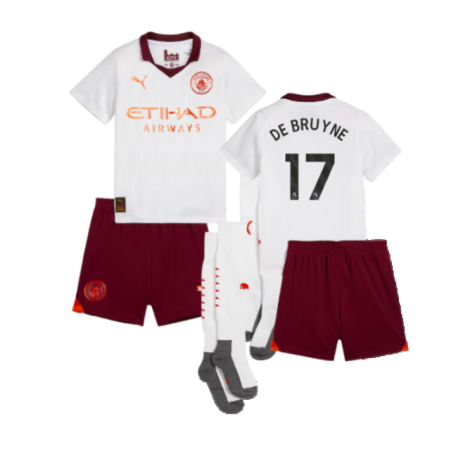 Man City Kevin De Bruyne 17 Kids Away Soccer Jersey 2023/24