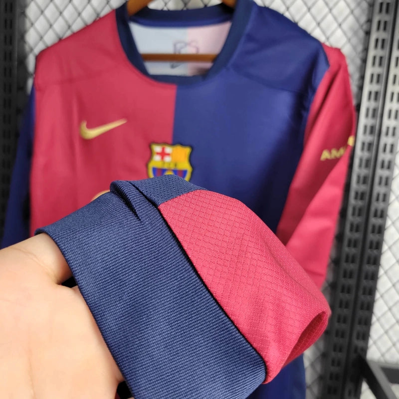 FC Barcelona Pedri 8 Long Sleeve Home Soccer Jersey 2024/25