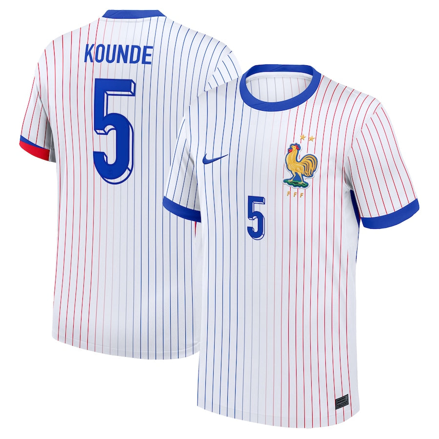 France Jules Koundé 5 Away Soccer Jersey Euro 2024