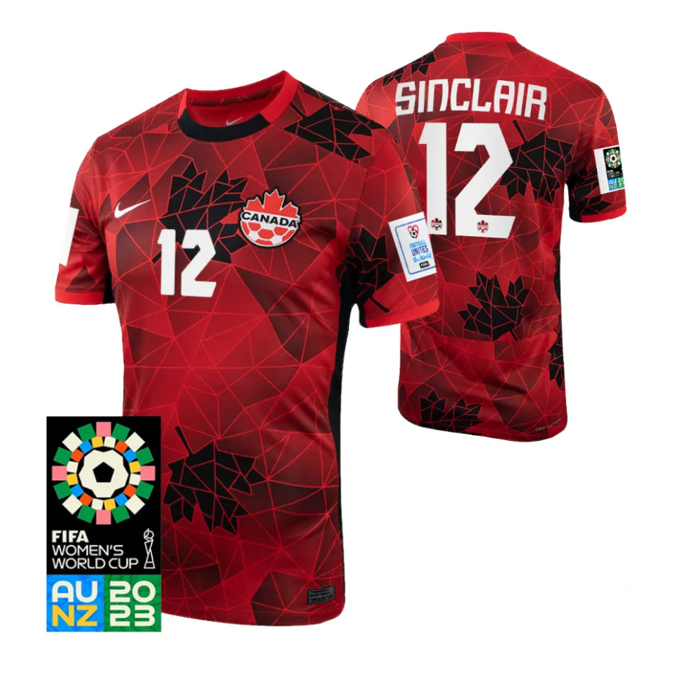 Canada Christine Sinclair 12 Home Soccer Jersey World Cup 2023