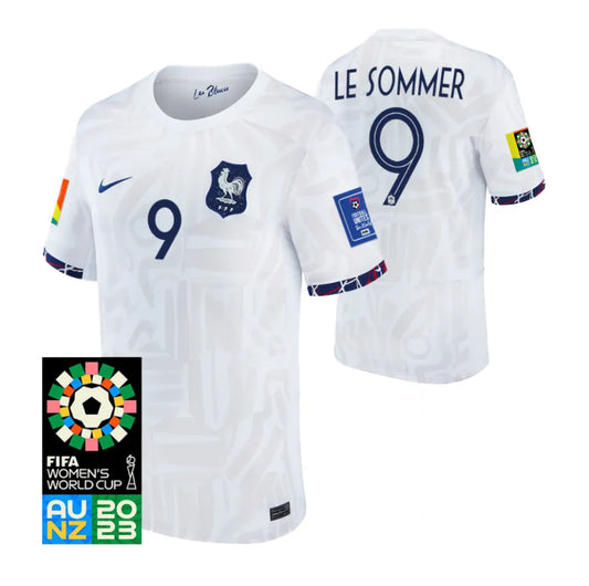 France Eugenie Le Sommer 9 Men's Away Soccer Jersey World Cup 2023