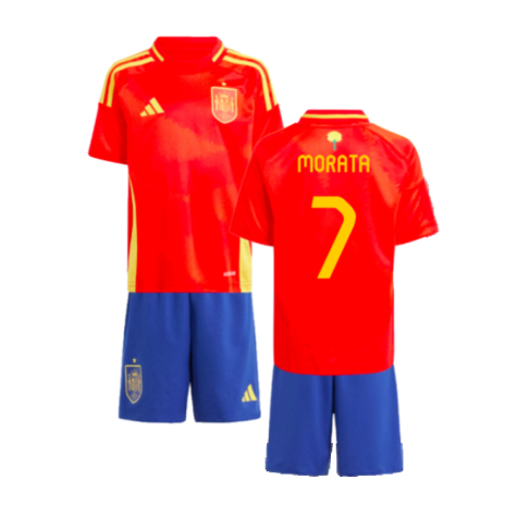 Spain Alvaro Morata 7 Kids Home Soccer Jersey Euro 2024