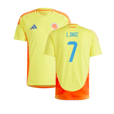 Columbia Luis Díaz 7 Home Soccer Jersey 2024/25