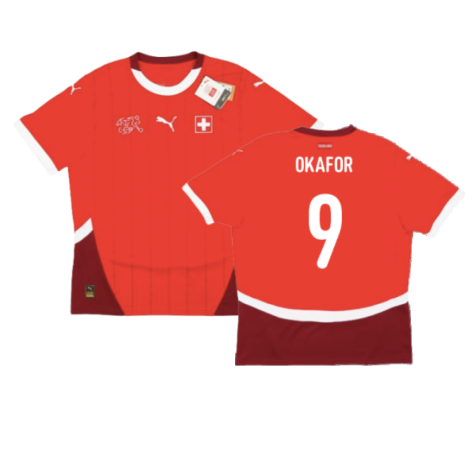 Switzerland Noah Okafor 9 Home Soccer Jersey Euro 2024