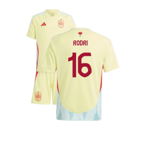 Spain Rodri 16 Kids Away Soccer Jersey Euro 2024