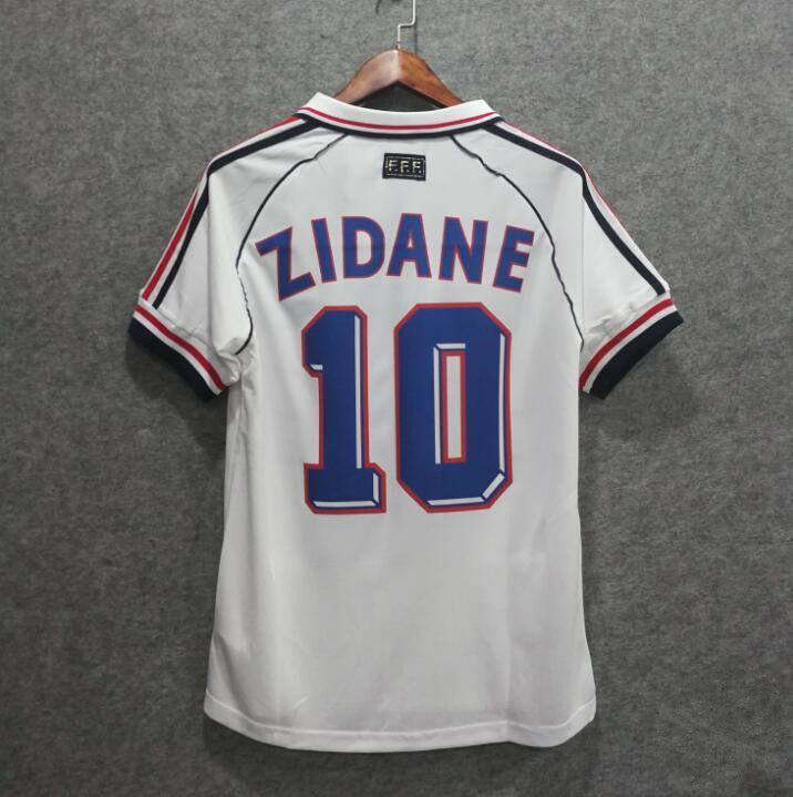 France Zinedine Zidane 10 Away Retro Soccer Jersey World Cup 1998