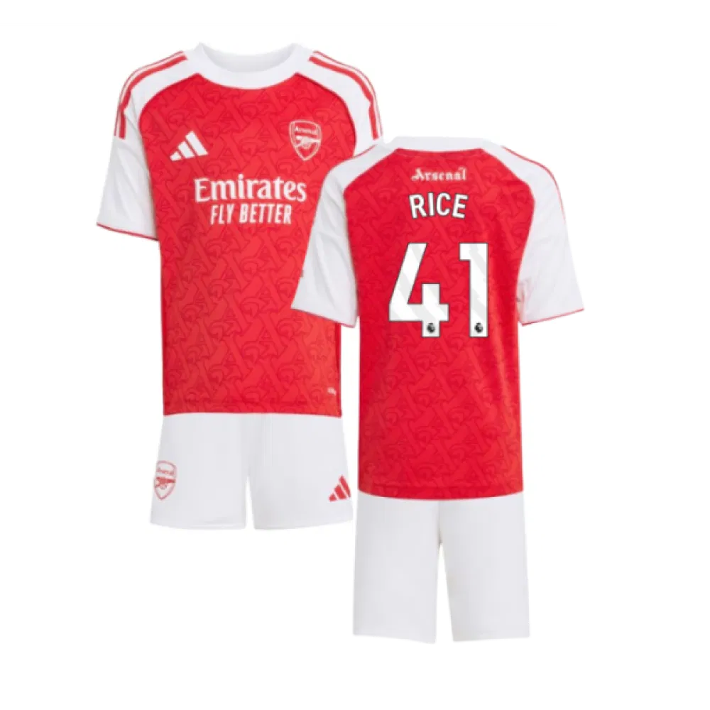 Arsenal Declan Rice 41 Kids Home Soccer Jersey 2025-2026