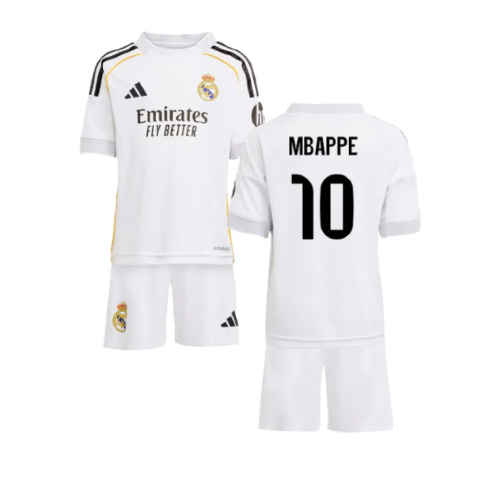 Real Madrid Kylian Mbappé 10 Kids Home Soccer Jersey 2025-2026