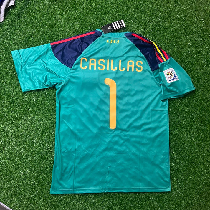 Spain Iker Casillas 1 Retro Goalkeeper Soccer Jersey World Cup 2010
