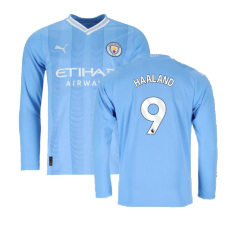 Man City Erling Haaland 9 Long Sleeve Home Soccer Jersey 2023/24